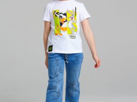 Брюки текстильные джинсовые для девочек