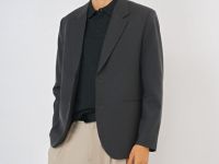 Однобортный пиджак из смесовой шерсти, Серый