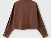 Коричневая укороченная рубашка оверсайз из вельвета Глория Джинс