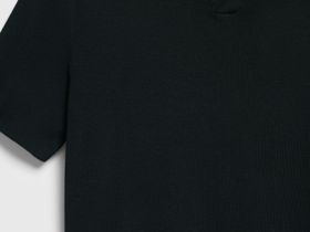 Вязаное поло с коротким рукавом, Черный