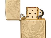 Зажигалка ZIPPO Tiger and Dragon с покрытием High Polish Brass, латунь/сталь, золотистая,  36x12x56 мм