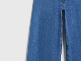 Укороченные широкие джинсы, Синий