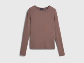 Лонгслив с содержанием модала и шёлка, Коричневый