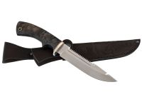 Нож Щука, сталь М390, мельхиор, рукоять из стабилизированной карельской березы