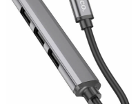 Переходник Hoco (HB26) USB 4 в 1 USB/USB3.0/USB2.0*3 (Metal Gray)