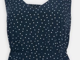 Сарафан миди приталенного силуэта с принтом в горошек