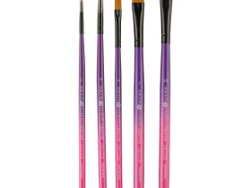 Набор кистей синтетика Decola №4, 5 шт (№ 1, 5 круглая, короткая ручка; № 10 плоская, короткая ручка