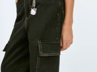 Джинсы с карго-карманами для девочек, Черный