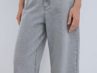 Широкие укороченные джинсы с ремнём, Серый