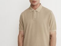 Поло с эффектом стирки, Бежевый