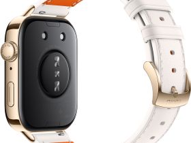 Умные часы HUAWEI Watch Fit 3 Золотистые, с белым кожаным ремешком
