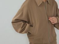 Бомбер из хлопка на молнии, Бежевый