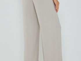 Прямые брюки с поясом на резинке, Бежевый