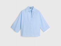 Рубашка в полоску с рукавом 3/4, Голубой
