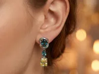 Серьги из серебра с топазами, фианитами и цитринами э0681сг01260380