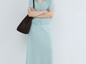 Вязаная юбка А-силуэта, Зеленый