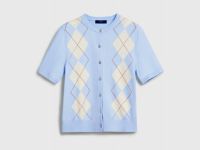 Кардиган с ромбами, Голубой