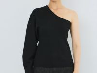 Джемпер с асимметричным вырезом, Черный