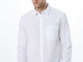 Рубашка из смесового льна, Белый