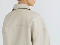 Короткая куртка-тренч из искусственной кожи, Бежевый