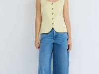 Широкие джинсы с высокой посадкой, Голубой