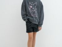 Худи с принтом для девочек, Серый