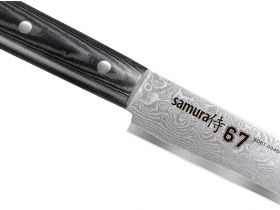 Нож кухонный "Samura 67" для нарезки  195 мм, дамаск 67 слоев, микарта