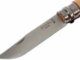 Складной Нож Opinel №8, сталь 12C27, рукоять бук, с кожаным темляком