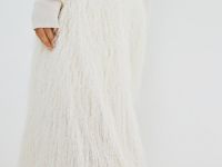 Юбка миди из пушистой ткани, Белый