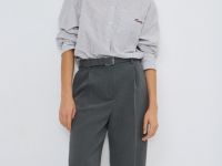 Брюки с ремнём и стрелками, Серый