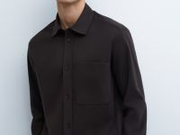 Рубашка с накладным карманом, Коричневый