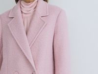 Длинное двубортное пальто из шерсти, Розовый