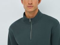 Толстовка с воротником-стойкой на молнии, Зеленый