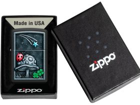 Зажигалка ZIPPO Ladybug Design с покрытием Black Matte, латунь/сталь, черная, матовая