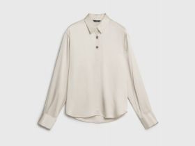 Сатиновая блузка из вискозы, Бежевый