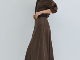 Юбка миди из искусственной замши, Коричневый