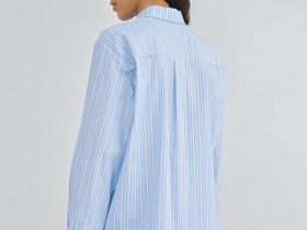 Рубашка в полоску из хлопка, Голубой