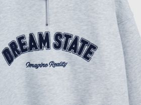 Толстовка с принтом и воротником на молнии, Серый