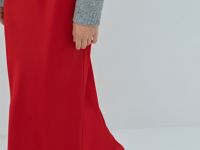 Сатиновая юбка макси, Красный