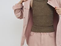 Джинсовая куртка-рубашка, Розовый