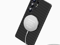 Чехол-накладка Keephone Kevilar MagSafe для Samsung Galaxy S25 Ultra карбоновый (черно-серый в полоску)