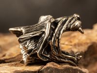 Бусина для темляка Голова волка, мельхиор