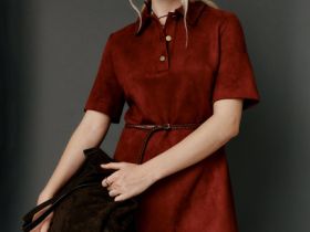 Платье мини из искусственной замши, Оранжевый