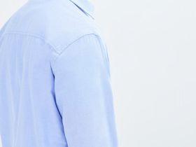 Рубашка из хлопка с накладным карманом, Голубой
