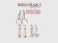 Набор серёг Hello Kitty для девочек, 6 пар, Серебряный