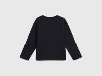 Лонгслив с принтом для девочек, Черный