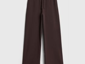 Широкие трикотажные брюки для девочек, Коричневый