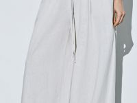 Широкие льняные брюки, Бежевый