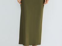 Юбка А-силуэта из сатина, Зеленый