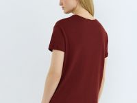 Футболка с круглым вырезом изо льна и хлопка, Оранжевый